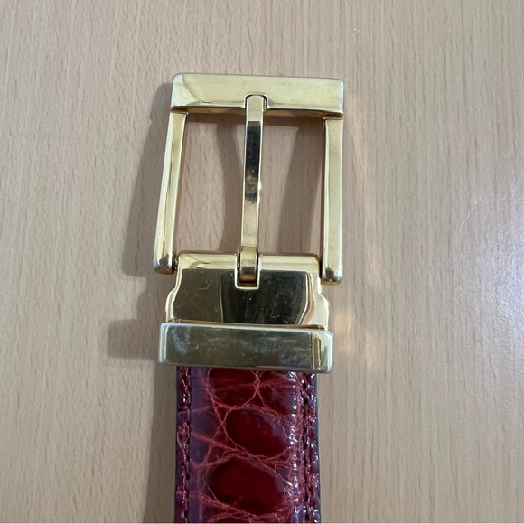 Mauri Men’s Red Genuine Alligator Belt Italy Size 36 - Picture 7 of 11